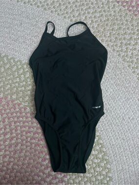 Sporti Solid Black One-Piece Swimsuit - Classic Fit